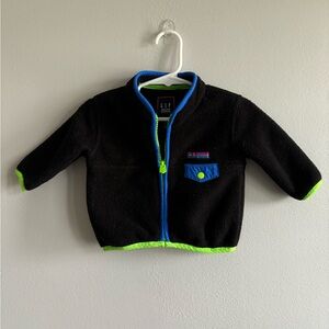GAP Black artic Fleece Jacket with Blue and Neon Accents